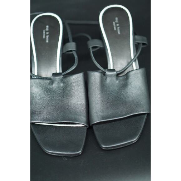 Rag & Bone Black Emma Tie Strappy Mule Sandals SZ 38 New $395 Ankle wrap Heel - Picture 9 of 11